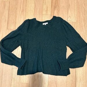 Madewell Dark Green Puff Sleeve Cropped Sweater XL